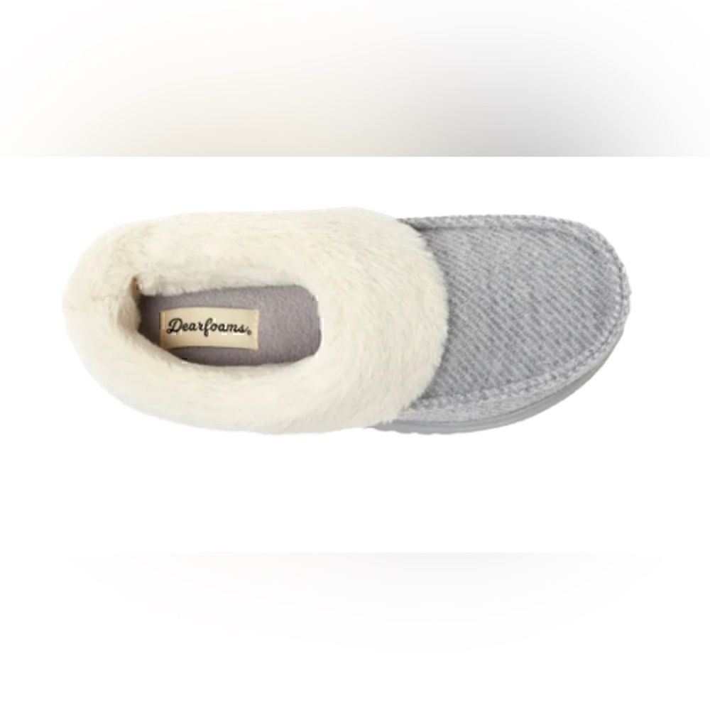Dearfoams Women's Memory Foam Insole Indoor/Outdoor Slippers Grey - Picture 3 of 8